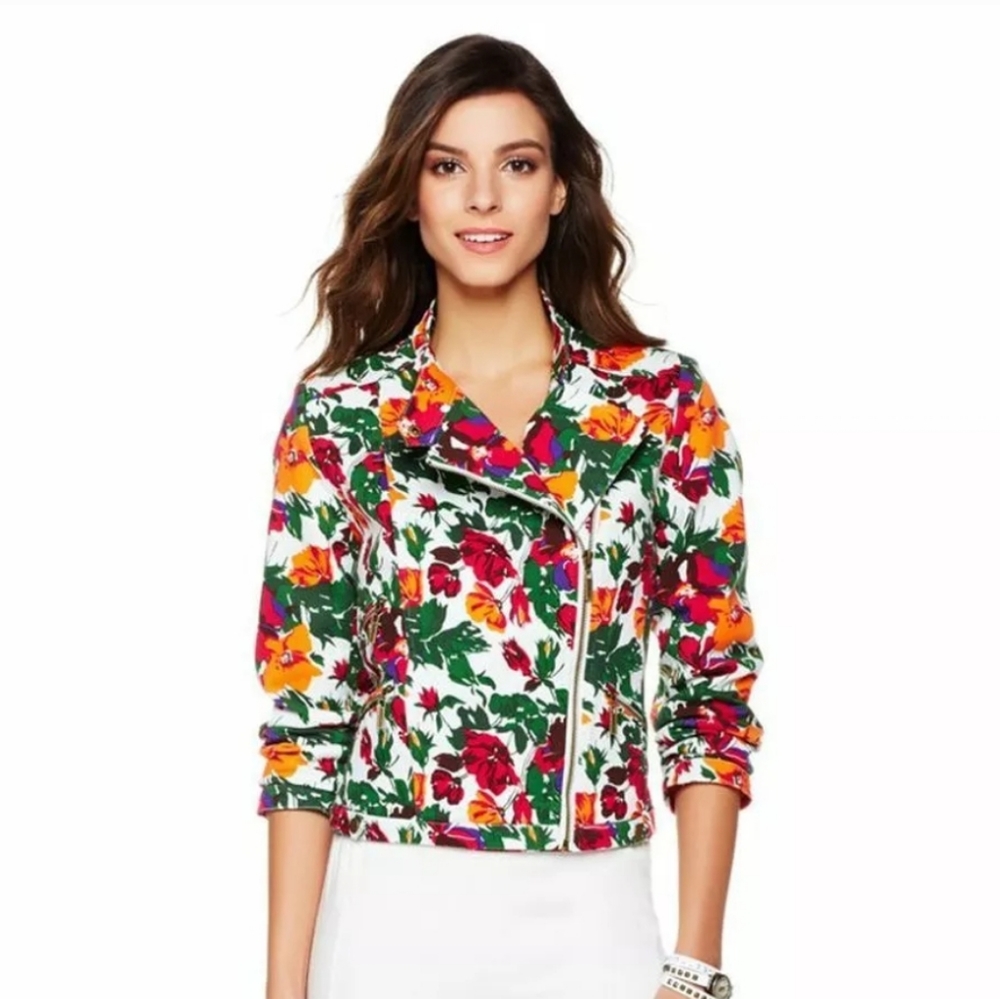 Twiggy London Tropical Floral Moto Jacket Lg
